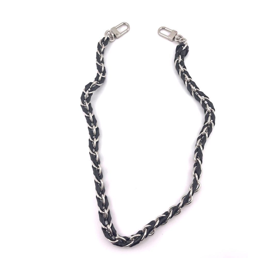 NEW Silver Tone Woven‎ Black Purse Strap 23 Inch Lobster Swivel Clasp